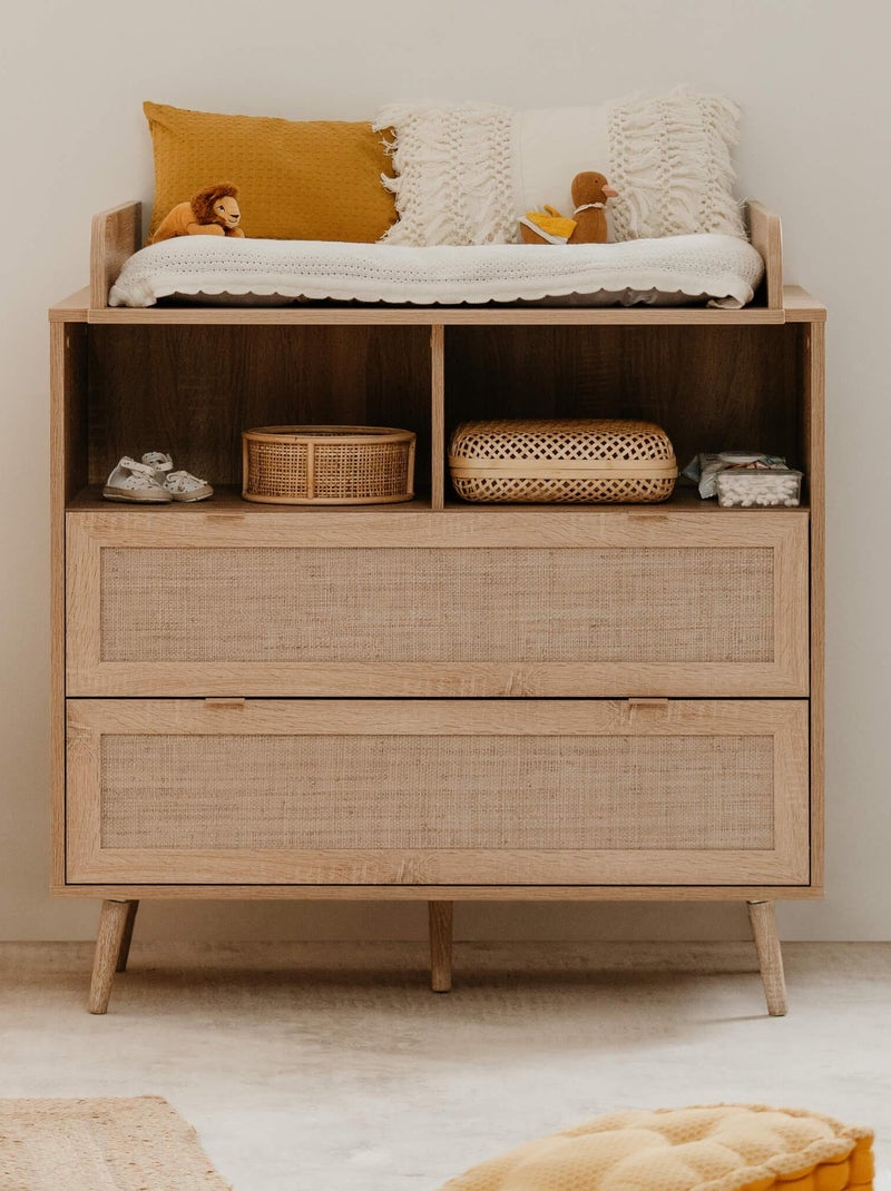 Commode à langer 2 tiroirs effet cannage Marron clair - Kiabi