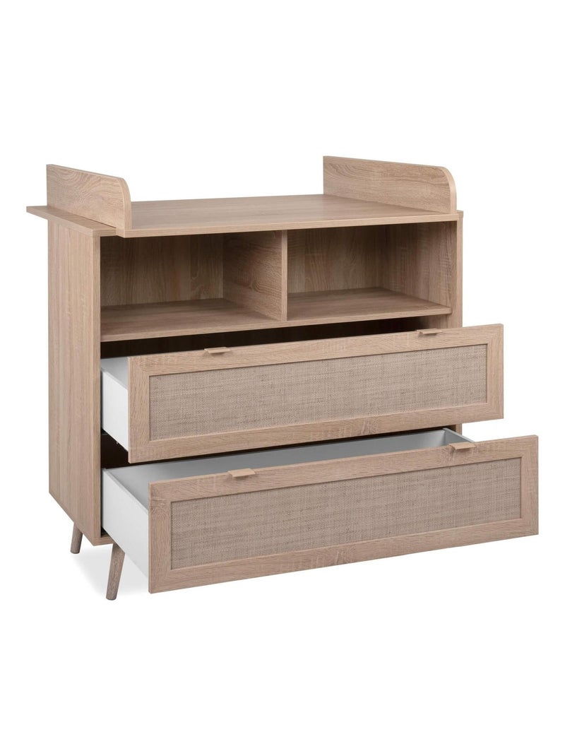 Commode à langer 2 tiroirs effet cannage Marron clair - Kiabi