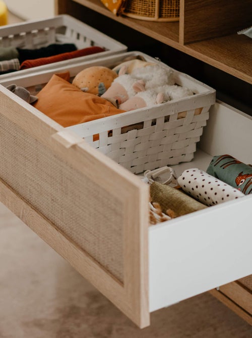 Commode à langer 2 tiroirs effet cannage - Kiabi