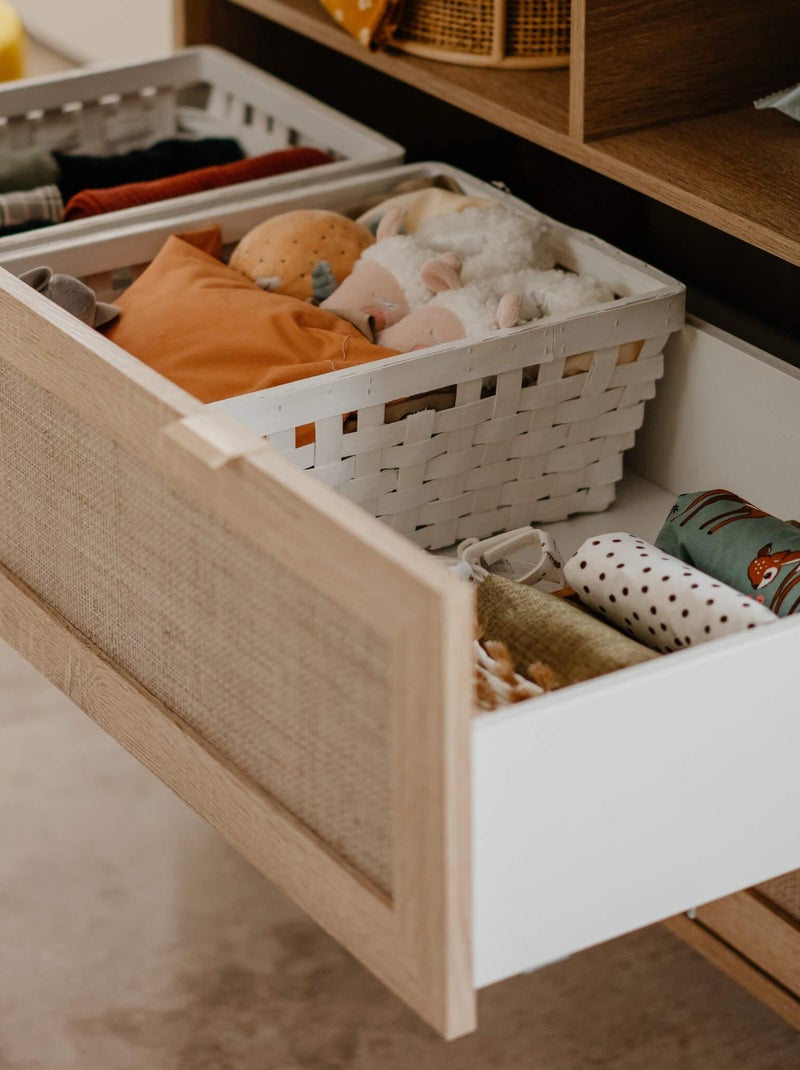 Commode à langer 2 tiroirs effet cannage Marron clair - Kiabi