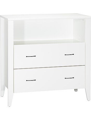 Commode à langer 2 tiroirs et une niche poignées métal - SAUTHON