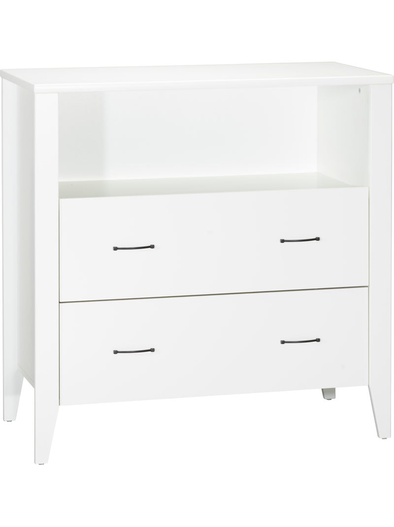 Commode à langer 2 tiroirs et une niche poignées métal - SAUTHON Blanc - Kiabi