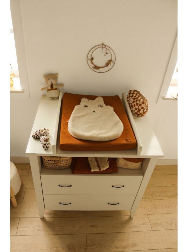 Commode à langer 2 tiroirs et une niche poignées métal - SAUTHON Blanc - Kiabi