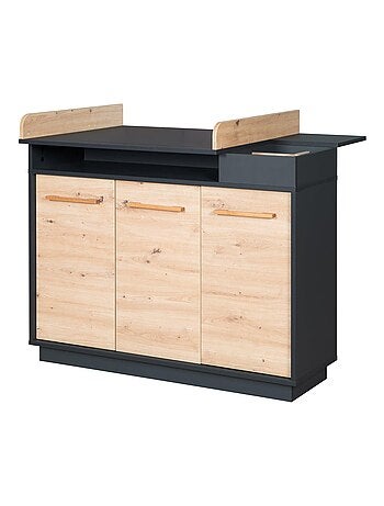 Commode à langer 3 portes et compartiments ouverts décor chêne 'Roba lenn'