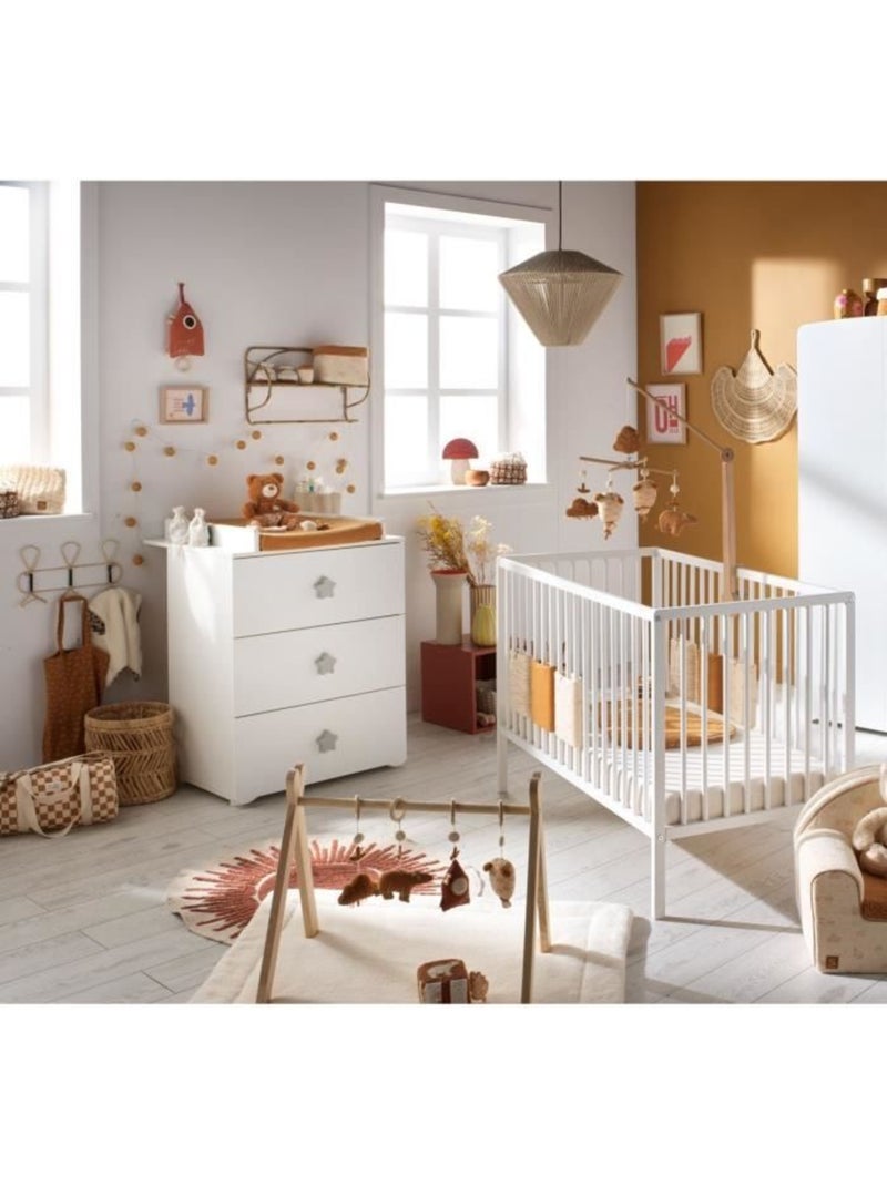 Commode à langer 3 tiroirs - BABYPRICE Blanc Gris - Kiabi