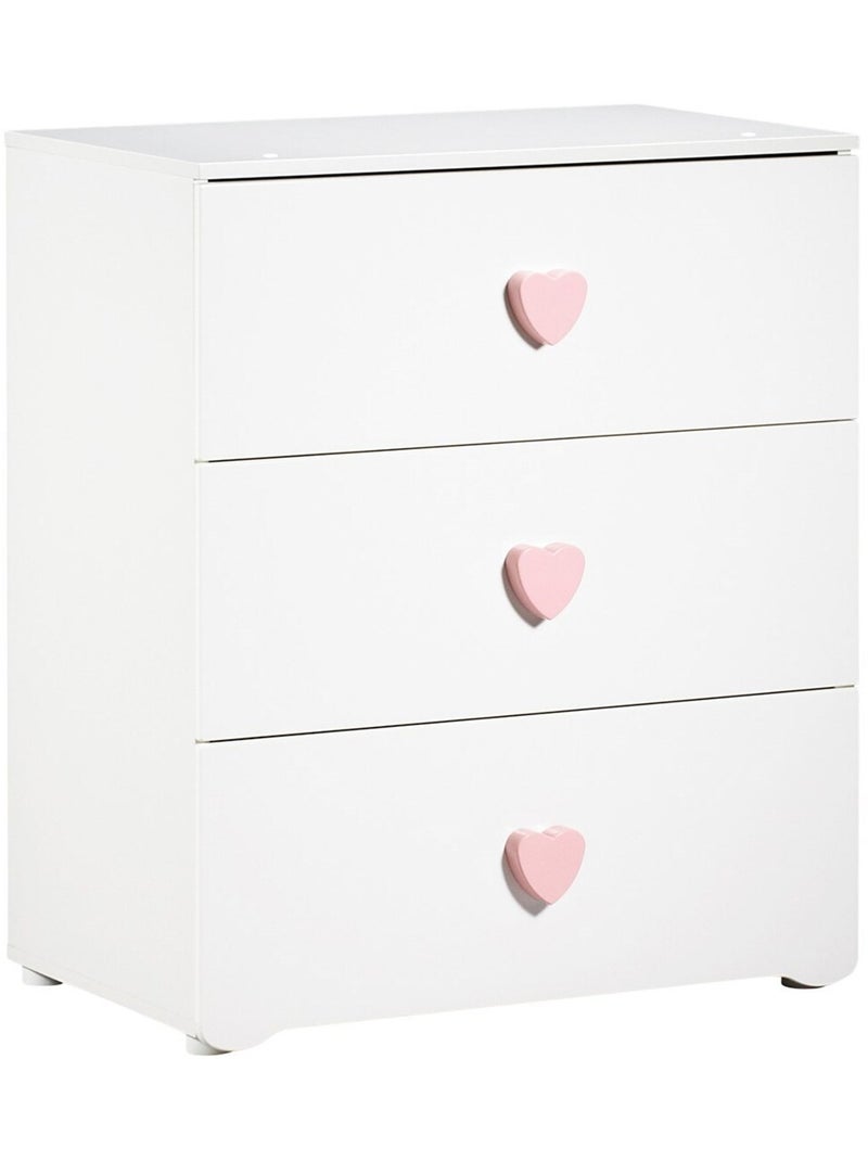 Commode à langer 3 tiroirs - BABYPRICE Blanc Rose - Kiabi