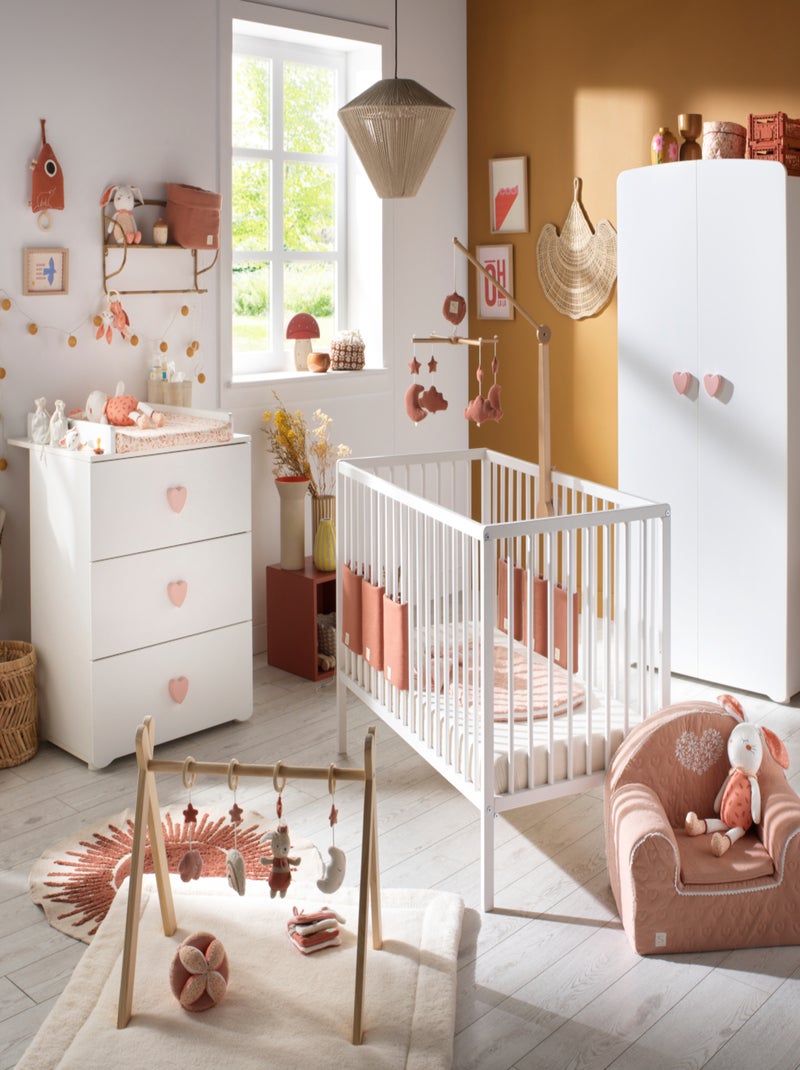 Commode à langer 3 tiroirs - BABYPRICE Blanc Rose - Kiabi
