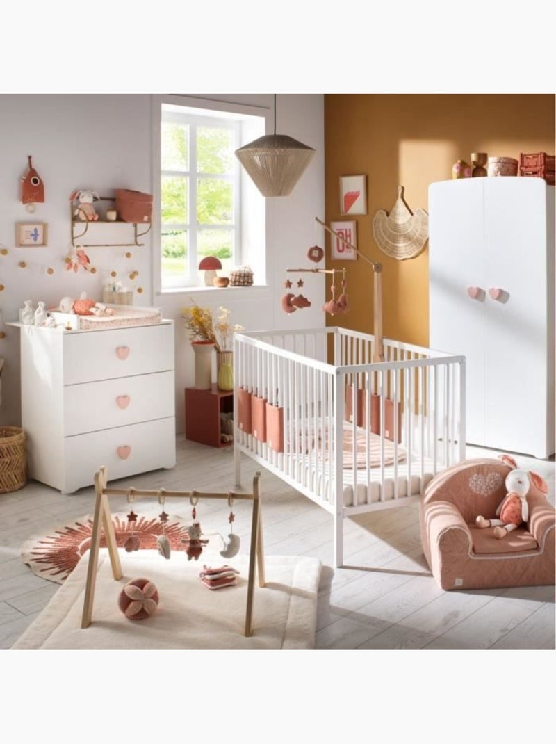 Commode à langer 3 tiroirs - BABYPRICE Blanc Rose - Kiabi