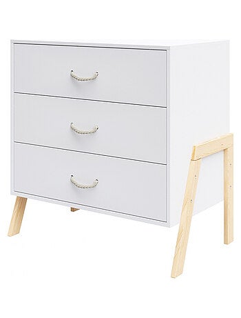 Commode à Langer 3 tiroirs - Table à Langer Amovible et Matelas - LIV