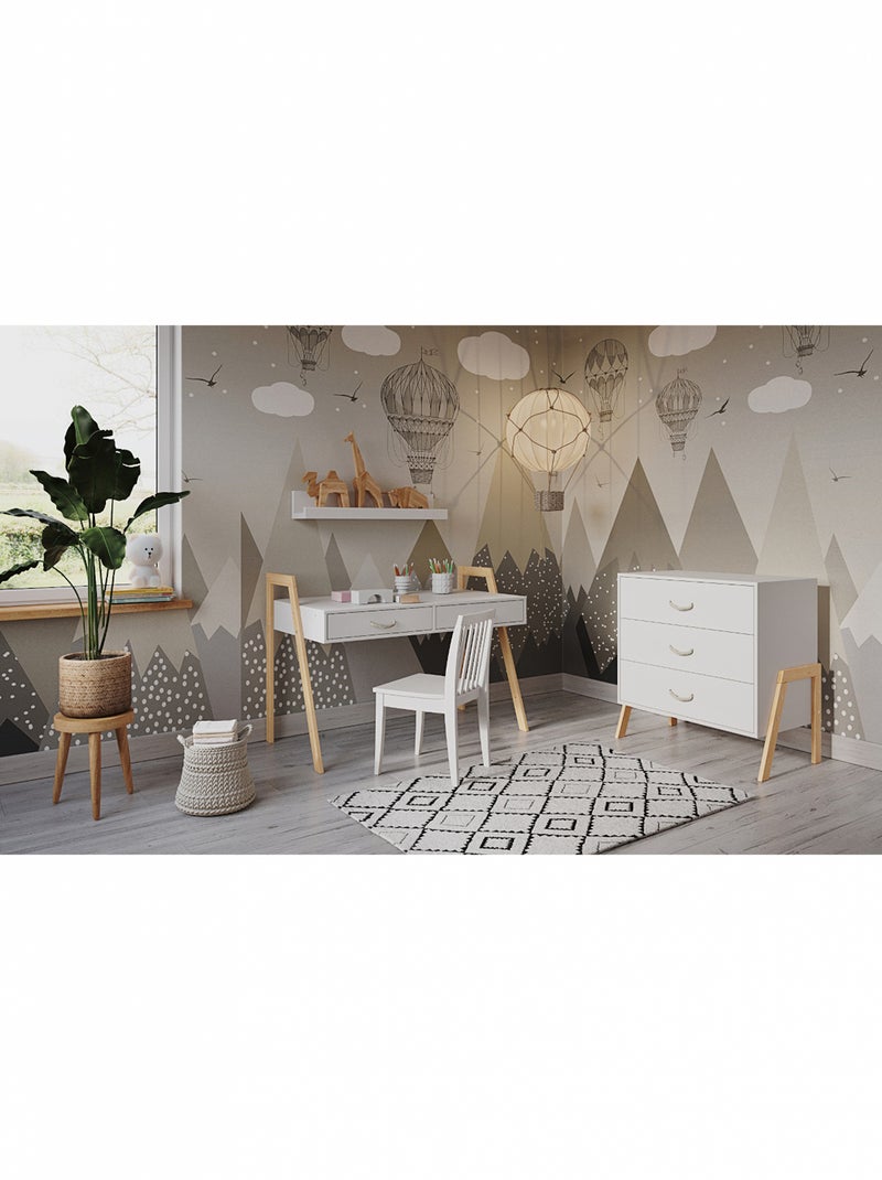 Commode à Langer 3 tiroirs - Table à Langer Amovible et Matelas - LIV Blanc Beige - Kiabi