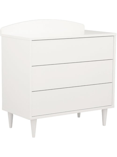 Commode à langer 3 tiroirs avec fronton et pieds bois laqués -  ouverture push - SAUTHON - Kiabi