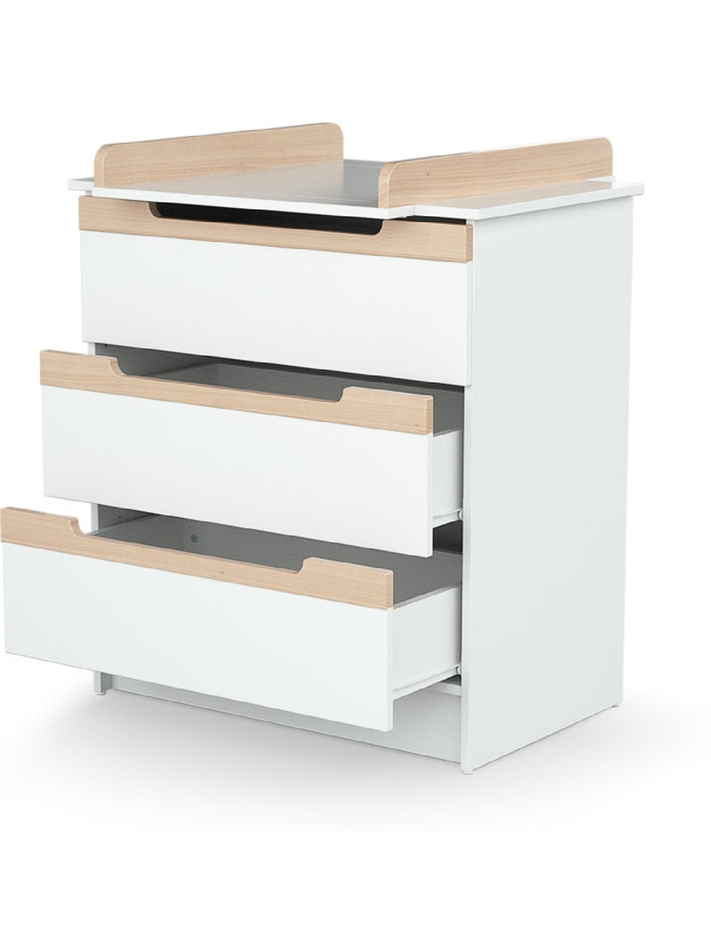 Commode à langer 3 tiroirs en bois carrousel Beige/Blanc - Kiabi