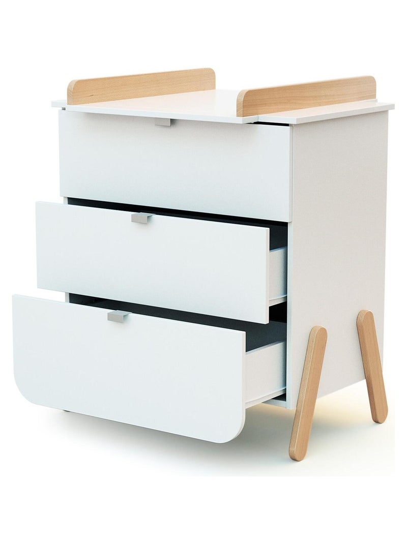 Commode à langer 3 tiroirs en bois pirate Blanc Marron - Kiabi