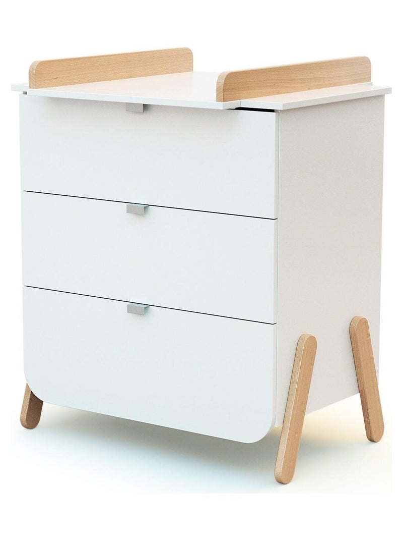 Commode à langer 3 tiroirs en bois pirate Blanc Marron - Kiabi