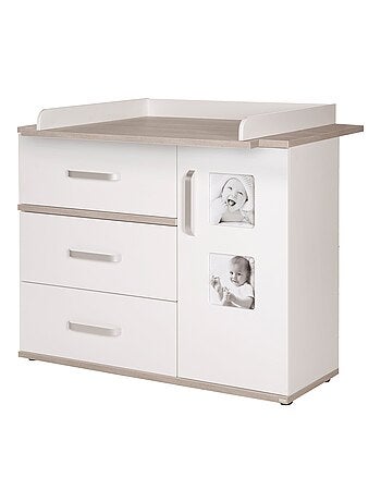 Commode à langer 3 tiroirs et porte avec 2 cadres photo 'Moritz' ROBA