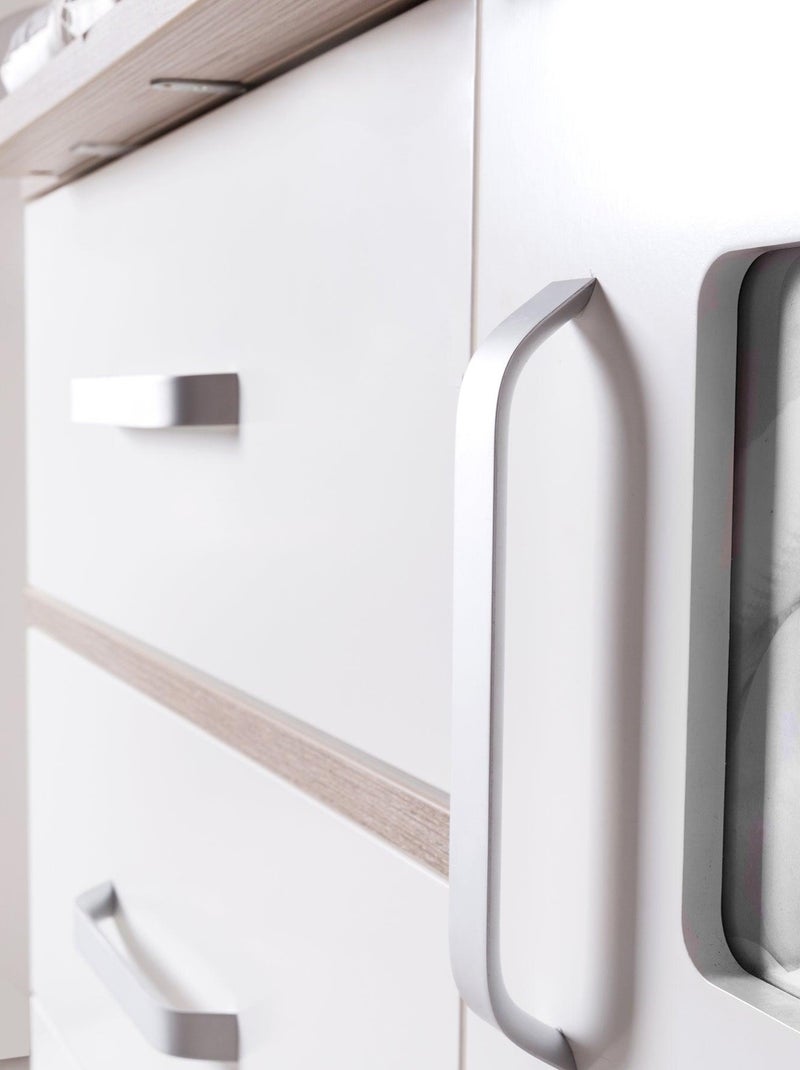 Commode à langer 3 tiroirs et porte avec 2 cadres photo 'Moritz' ROBA Blanc Gris - Kiabi
