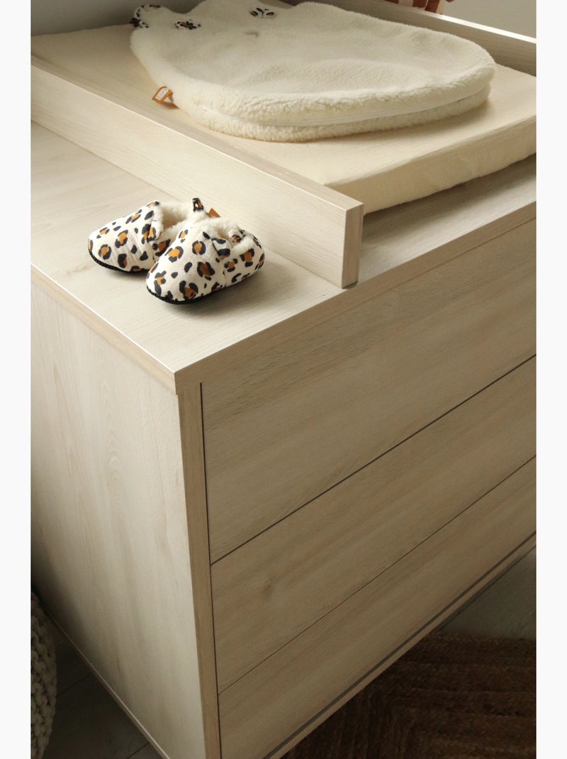 Commode à langer 3 tiroirs sur pieds - décor bois hêtre cendré - SAUTHON Beige - Kiabi