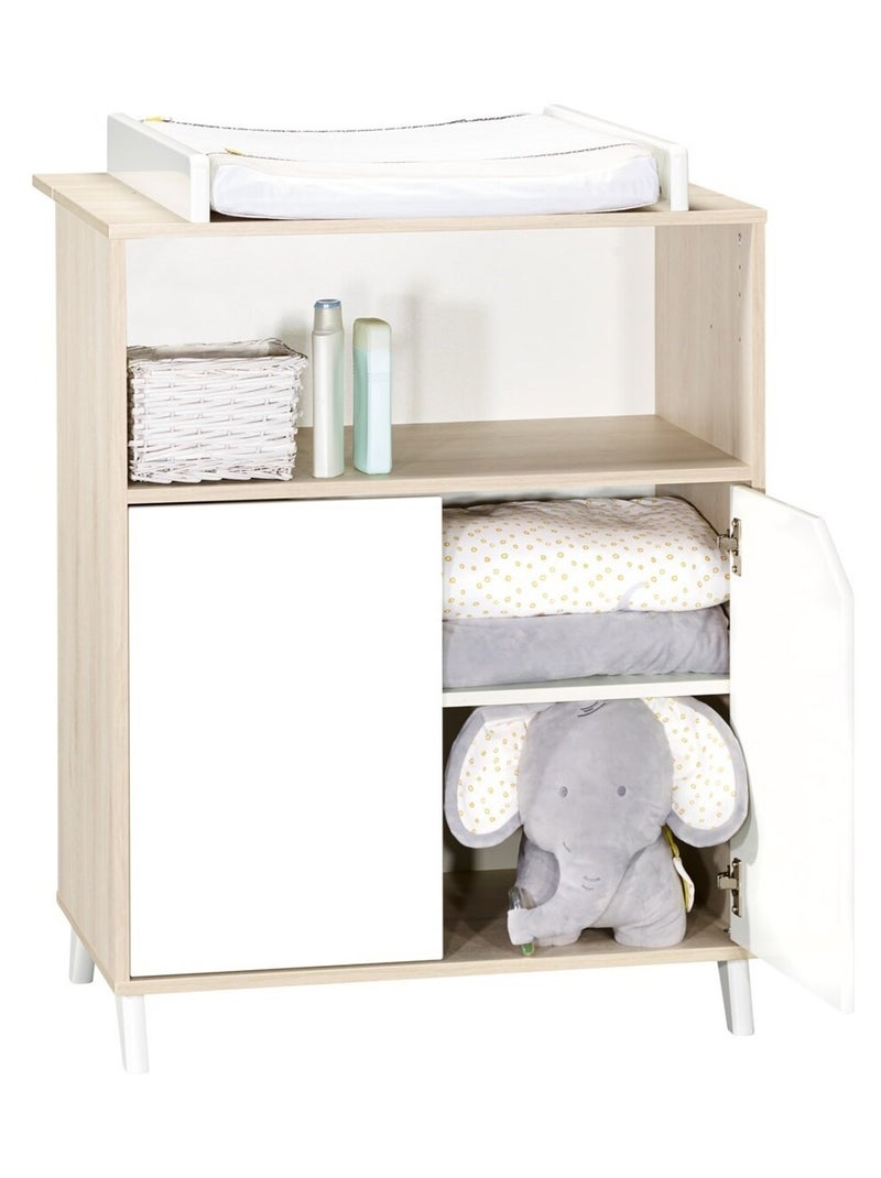 Commode à langer bébé en bois - BABYPRICE Blanc Beige - Kiabi