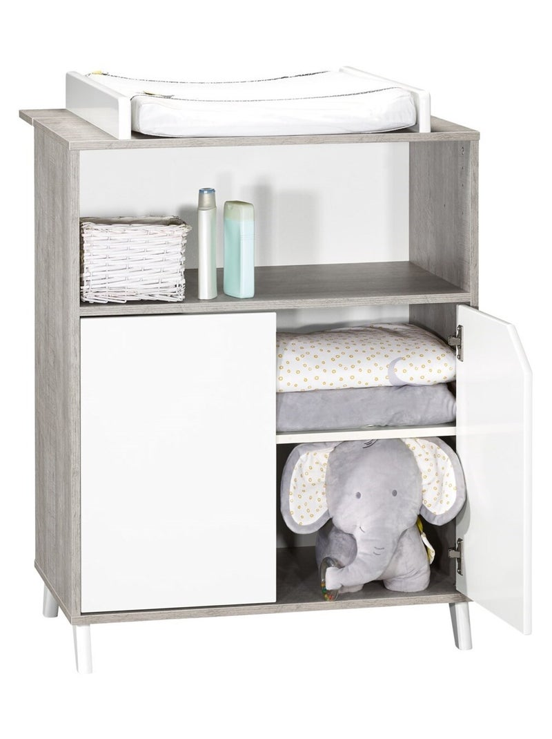 Commode à langer bébé en bois - BABYPRICE Blanc Gris - Kiabi