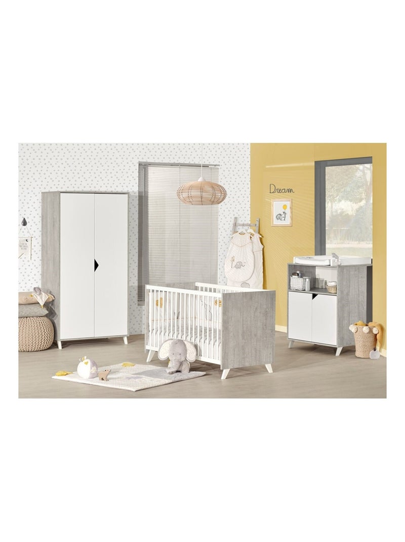 Commode à langer bébé en bois - BABYPRICE Blanc Gris - Kiabi