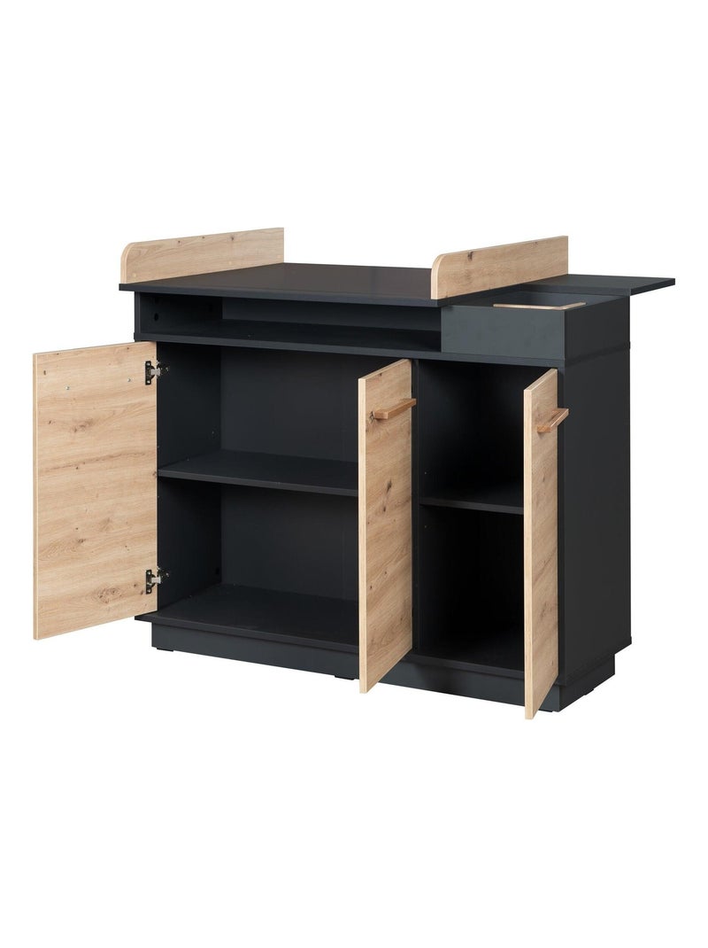 Commode à langer évolutive 3 portes et 5 niches 'Lenn' ROBA gris anthracite - Kiabi