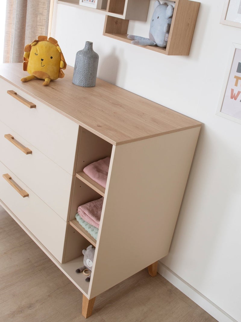Commode à langer évolutive 3 tiroirs 3 niches 'Jil' ROBA Beige coquille - Kiabi
