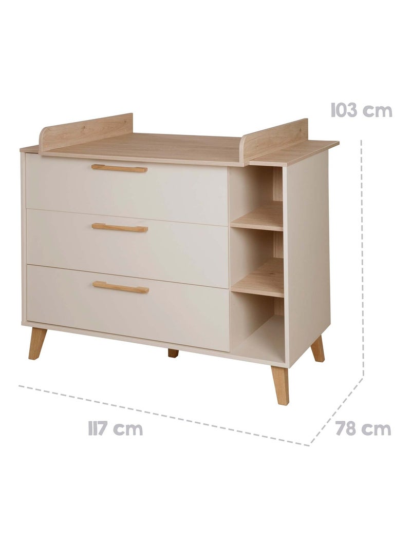 Commode à langer évolutive 3 tiroirs 3 niches 'Jil' ROBA Beige coquille - Kiabi