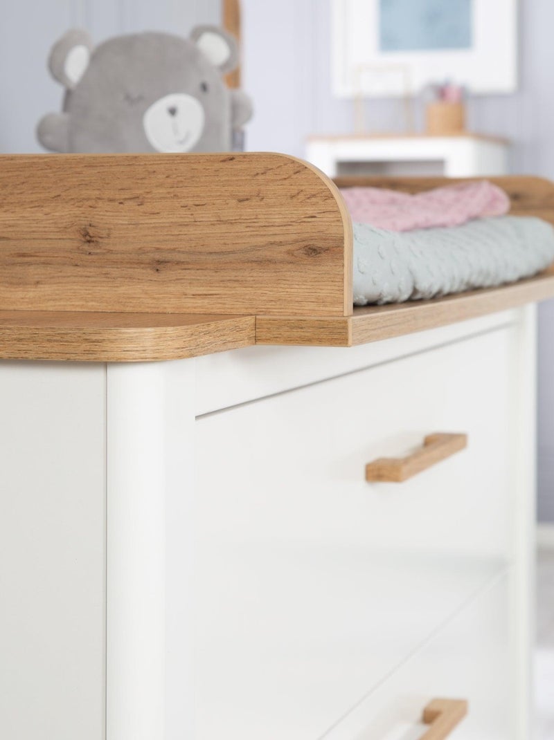 Commode à langer évolutive 3 tiroirs en bois effet chêne - ROBA 'Ava' Blanc - Kiabi