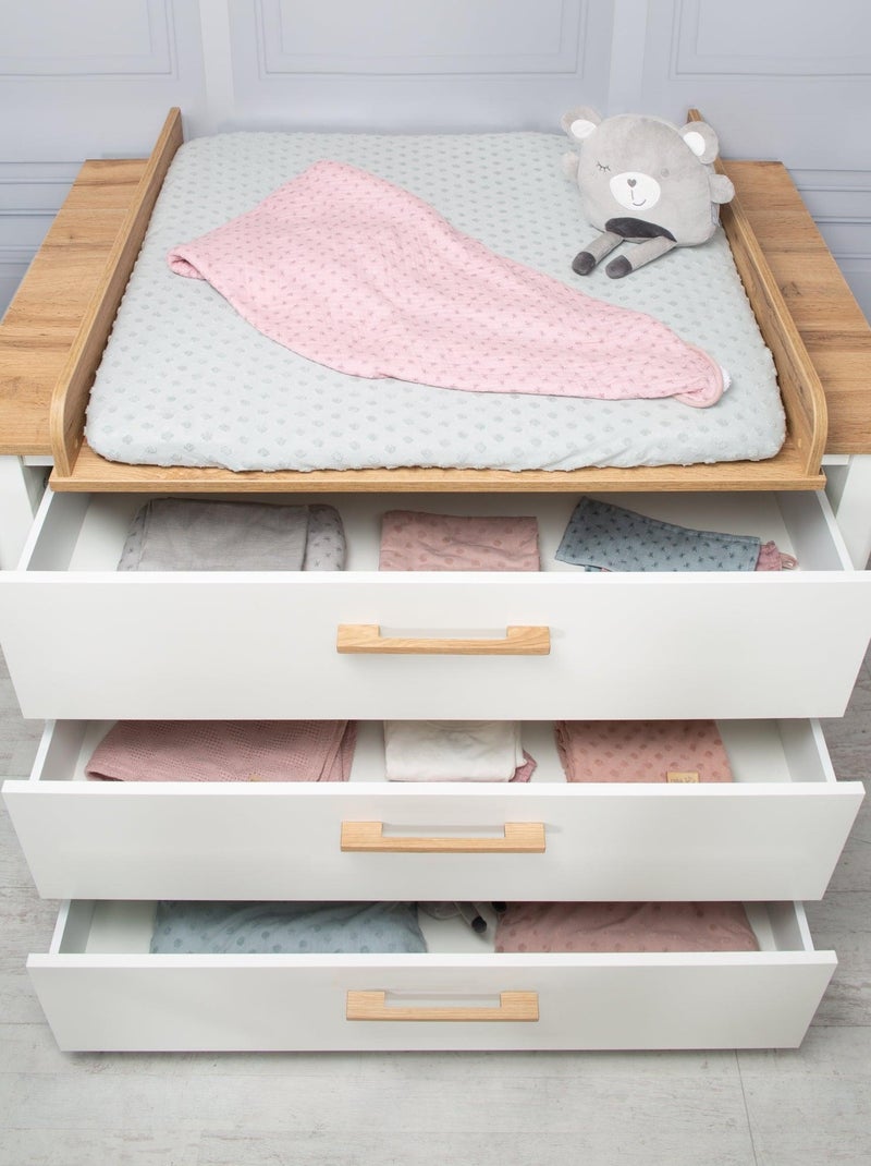 Commode à langer évolutive 3 tiroirs en bois effet chêne - ROBA 'Ava' Blanc - Kiabi