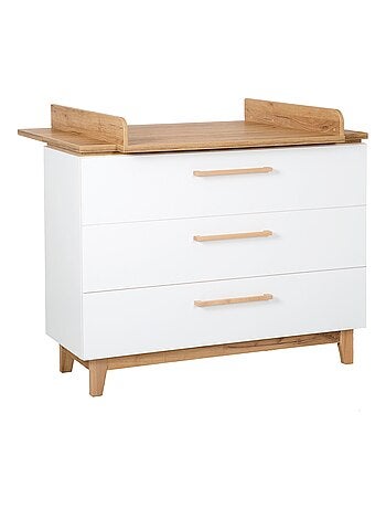 Commode à langer évolutive 3 tiroirs en bois effet chêne - ROBA 'Finn'