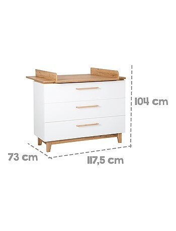 Commode à langer évolutive 3 tiroirs en bois effet chêne - ROBA 'Finn'