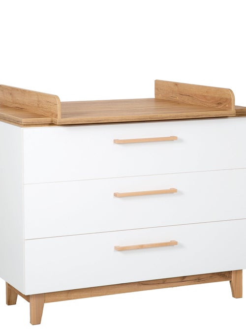 Commode à langer évolutive 3 tiroirs en bois effet chêne - ROBA 'Finn' - Kiabi Commode à langer évolutive 3 tiroirs en bois effet chêne - ROBA 'Finn' - Kiabi