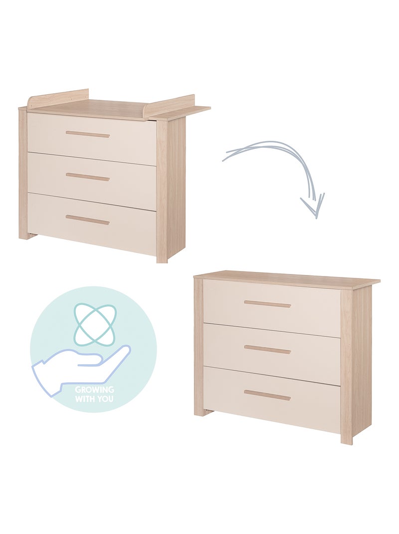 Commode à langer évolutive 3 tiroirs 'Momo' ROBA Beige coquille - Kiabi