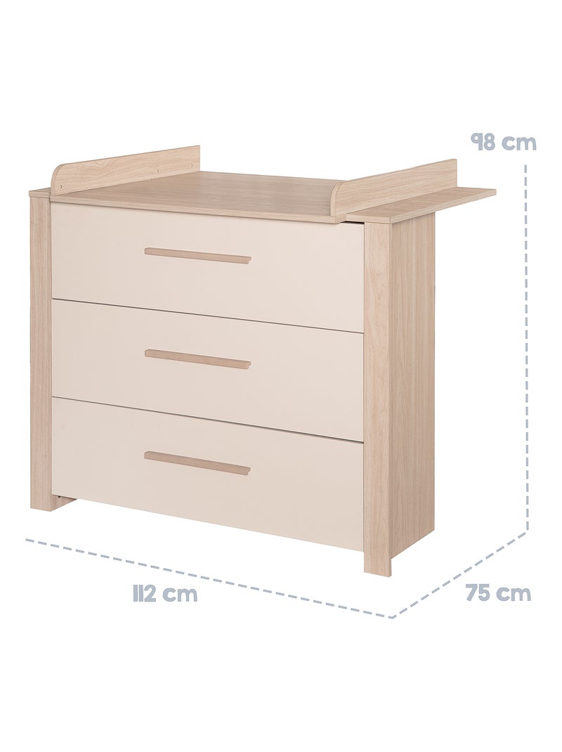 Commode à langer évolutive 3 tiroirs 'Momo' ROBA Beige coquille - Kiabi