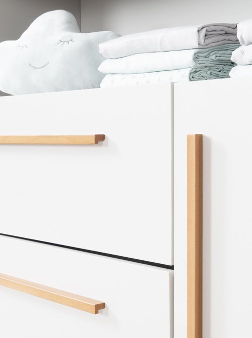 Commode à Langer Lilo - Plan Amovible - Poignées en Bois Massif - Blanc - Kiabi