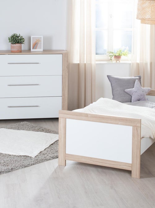 Commode à Langer Malo avec Poignées Métalliques - Plan Amovible - Effet Chêne / Blanc - Kiabi