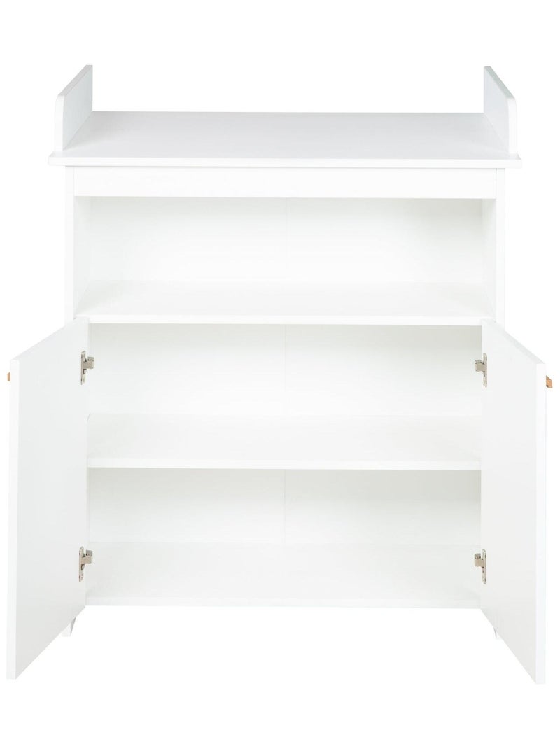 Commode à langer Minimaliste 2 portes et poignées en bois massif 'Roba anton' Blanc - Kiabi