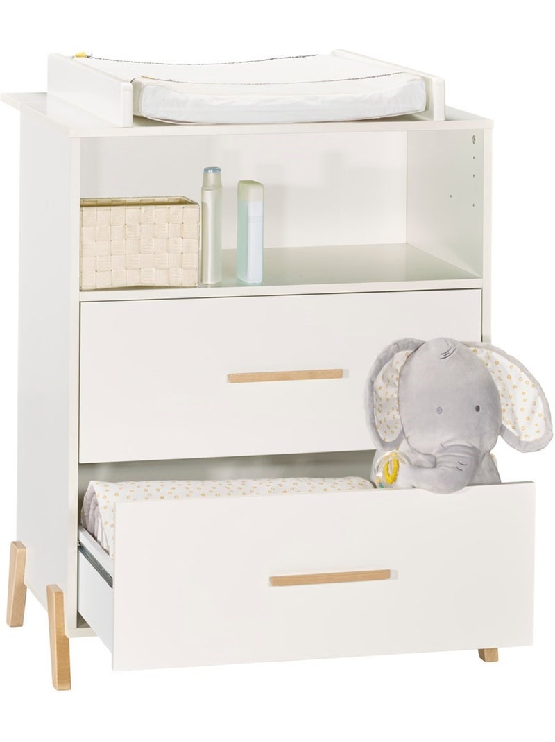 Commode à langer sur pieds en bois - BABYPRICE Blanc Marron - Kiabi