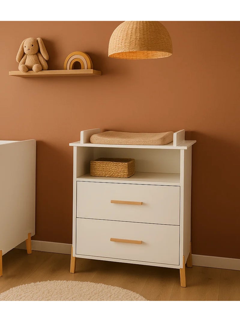 Commode à langer sur pieds en bois - BABYPRICE Blanc Marron - Kiabi