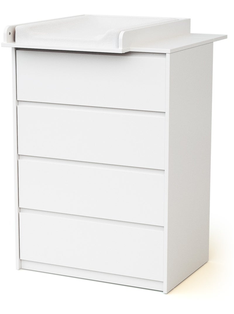 Commode bébé 4 tiroirs en bois avec plan à langer en bois 50 cm UNO Blanc - Kiabi