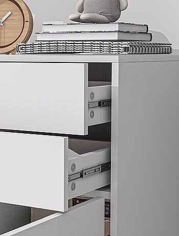 Commode buffet 2 tiroirs 2 portes blanc laqué