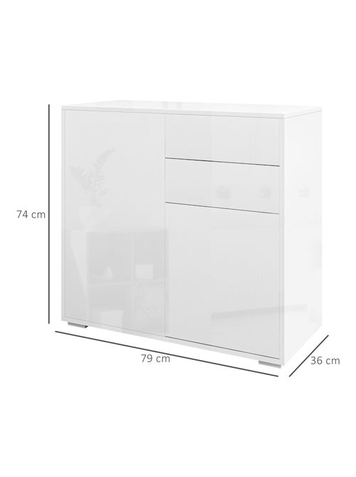 Commode buffet 2 tiroirs 2 portes blanc laqué - Kiabi