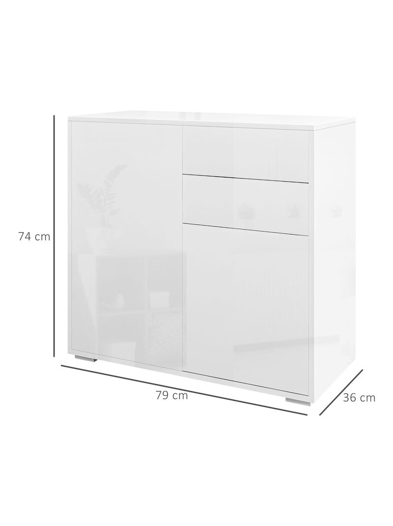 Commode buffet 2 tiroirs 2 portes blanc laqué Blanc Blanc - Kiabi