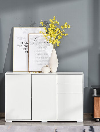 Commode buffet 2 tiroirs 3 portes 117 x 36 x 74 cm