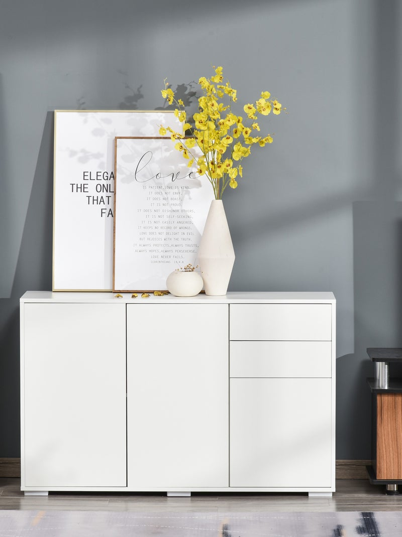 Commode buffet 2 tiroirs 3 portes 117 x 36 x 74 cm Blanc Blanc - Kiabi