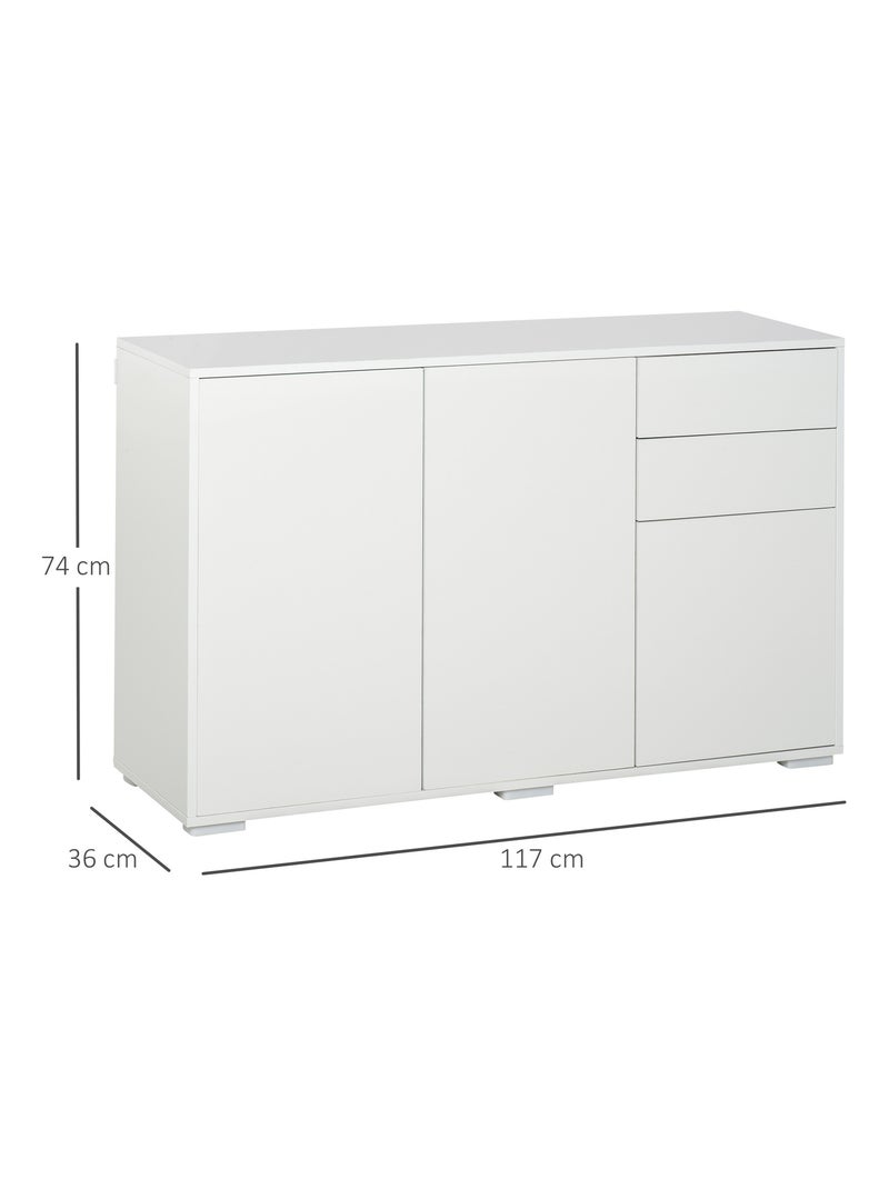 Commode buffet 2 tiroirs 3 portes 117 x 36 x 74 cm Blanc Blanc - Kiabi