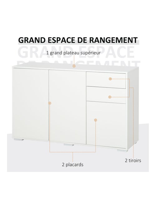Commode buffet 2 tiroirs 3 portes 117 x 36 x 74 cm - Kiabi