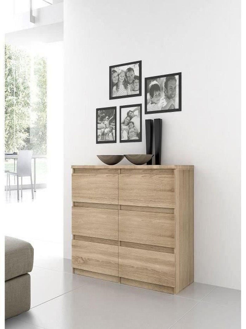 Commode CHELSEA 6 Tiroirs - Couleur chêne - 154 x - AUCUNE Marron - Kiabi