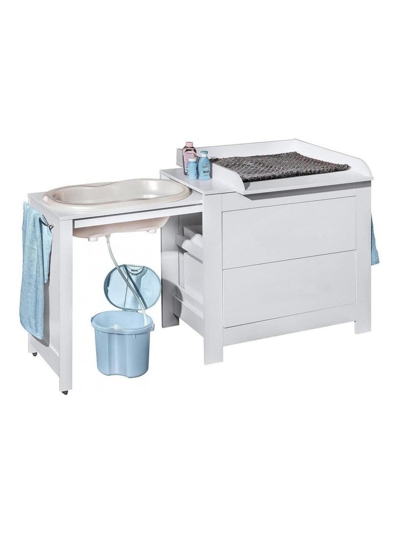 Commode de bain avec plan à langer Blanc - Kiabi