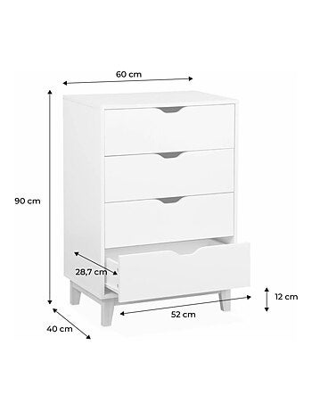 Commode décor bois 4 tiroirs Floki